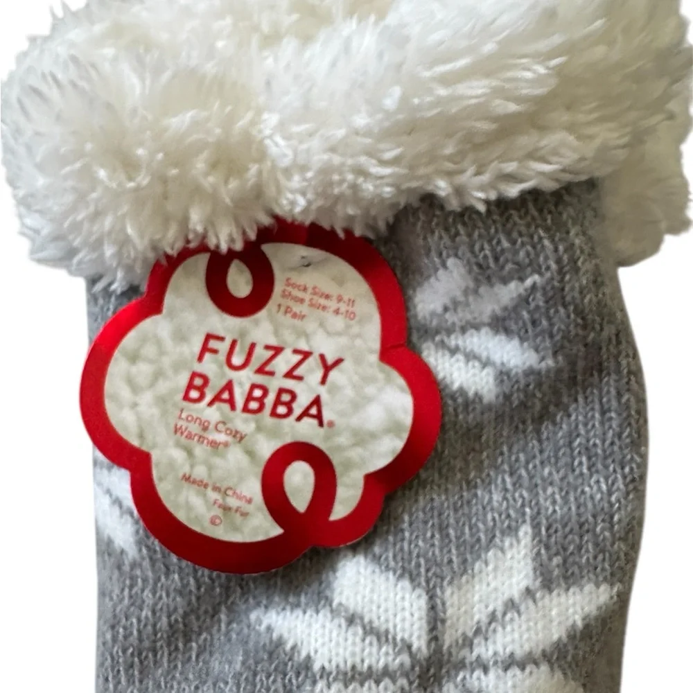 Gray Fuzzy Babba Walrus Socks Women’s Size 9-11 (Shoe Size 4-10)